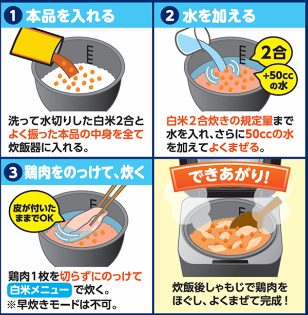 のっけ炊き チキンライスの素 使い方・作り方の図