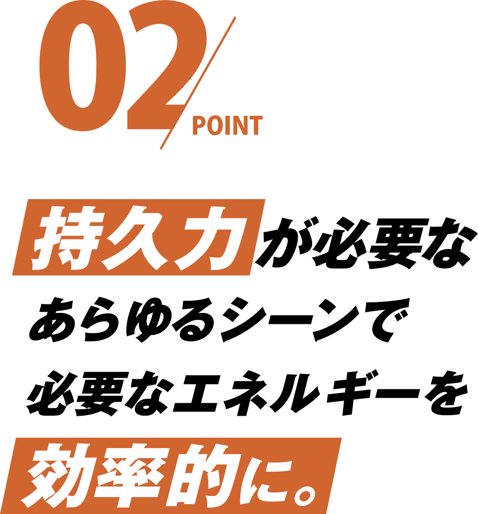 持久力が必要なあらゆるシーンで必要なエネルギーを効率的に。