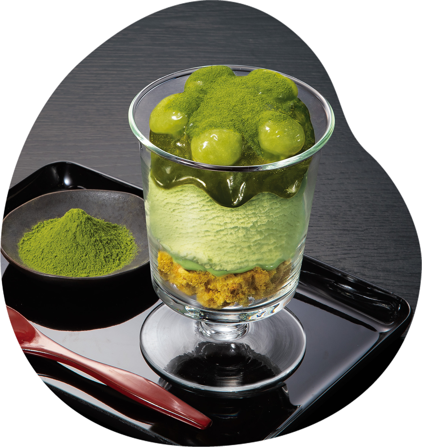 やわもちアイス パフェ 重なり抹茶